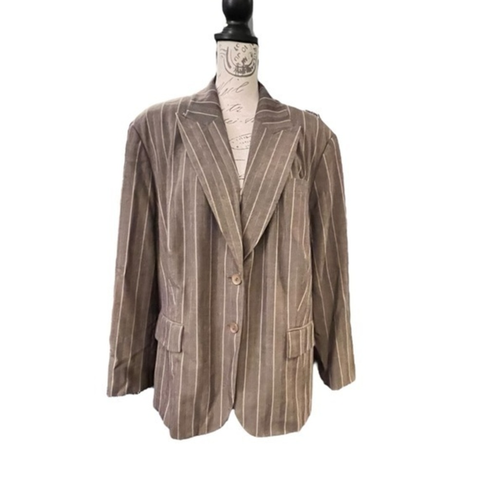 Nygard Collection Pin Stripe Blazer Women’s 22 Pockets 2 Button Jacket Career